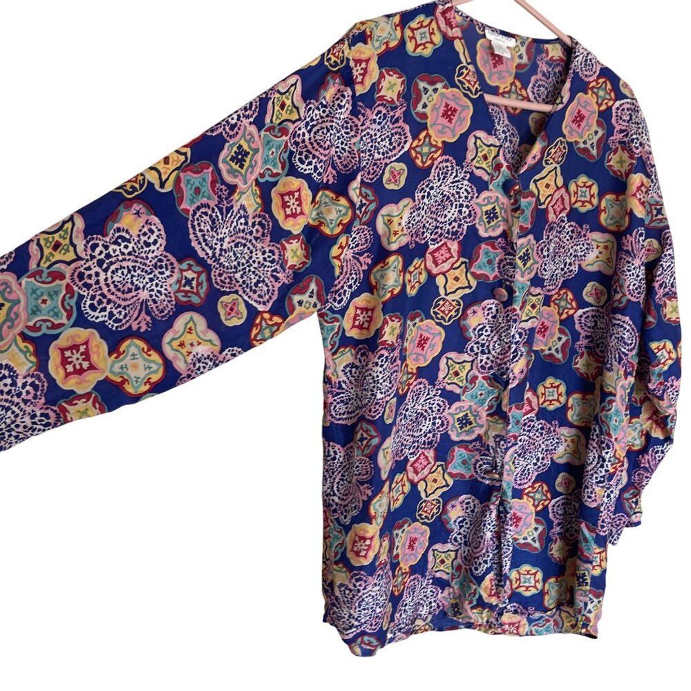 Robert Stock Limited Vintage Womens Dress Size Large Multicolor Tunic Pure Silk - Picture 2 of 11